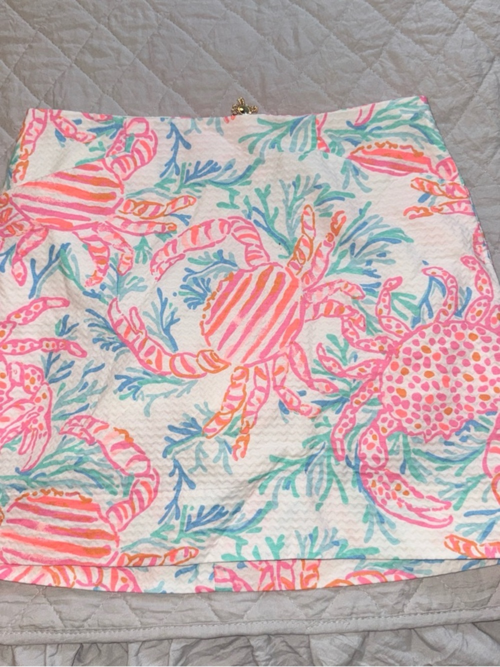 Lilly Pulitzer Multicolor Coral, Pink & Aqua Print Crab Mini Skirt